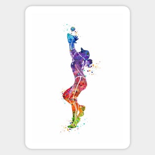 Girl Baseball Catcher Watercolor Sticker